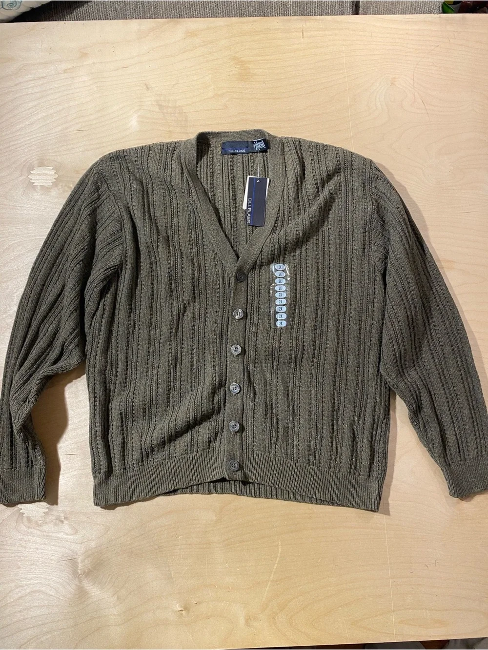 bill blass Olive Knit Button-Front Men's Cardigan 2X (SX)